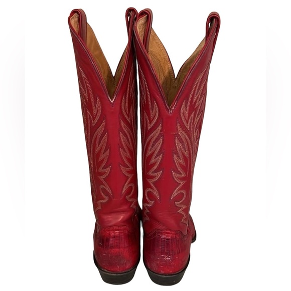 Justin Lizard Women Red cowboy boots 5.5 c women's - Picture 3 of 10